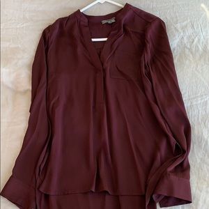 Vince Maroon Silk Blouse Size 6